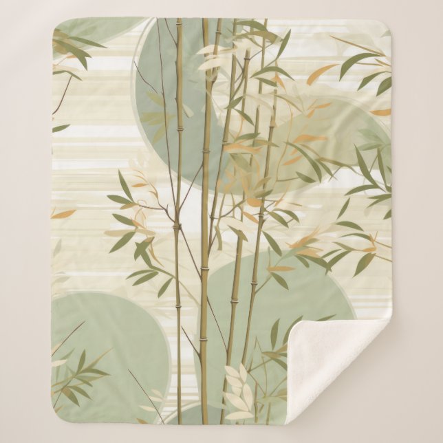 Zen Bamboo Forest Botanical Pattern (3) Sherpa Blanket (Front)