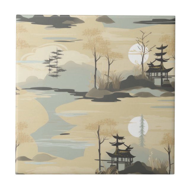 Zen Bamboo Forest Botanical Pattern (4) Ceramic Tile (Front)