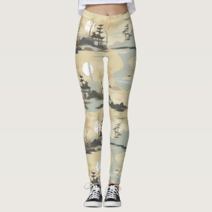 Zen Bamboo Forest Botanical Pattern (4) Leggings