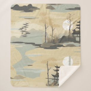 Zen Bamboo Forest Botanical Pattern (4) Sherpa Blanket