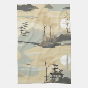 Zen Bamboo Forest Botanical Pattern (4) Tea Towel