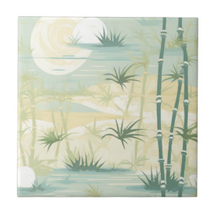 Zen Bamboo Forest Botanical Pattern (5) Ceramic Tile
