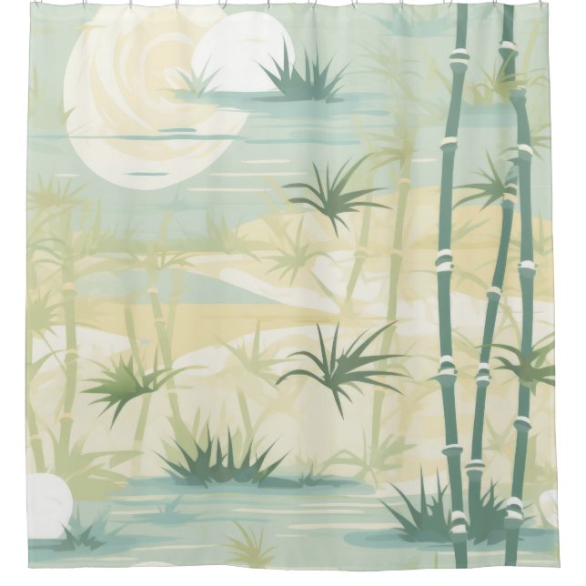 Zen Bamboo Forest Botanical Pattern (5) Shower Curtain (Front)