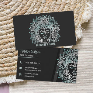 Zen black buddha minimal yoga studio business card