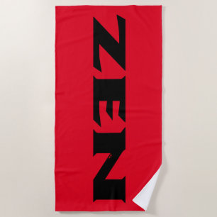 Zen black red beach towel
