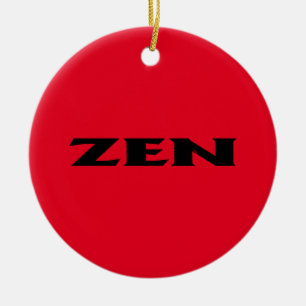 Zen black red round ceramic ornament