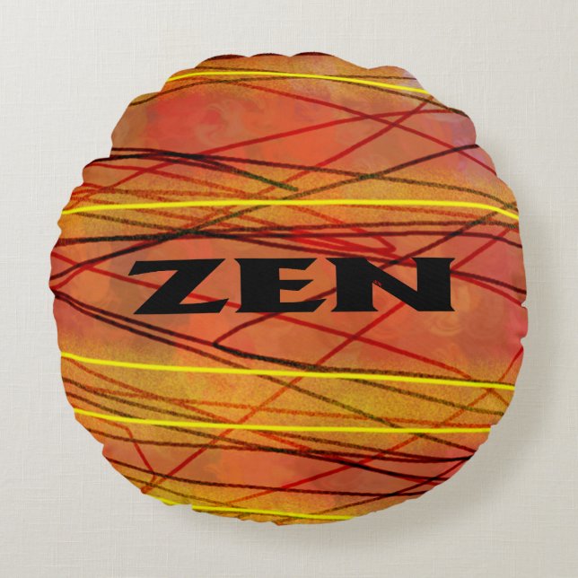 Zen black wire round poly throw pillow (Front)