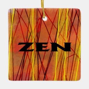 Zen black wire square ceramic ornament