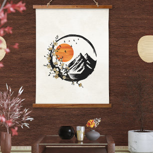 Zen Blossom: Sunrise Serenity Hanging Tapestry