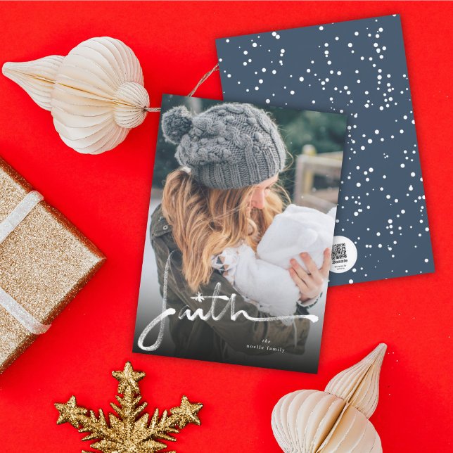 Zen Brush Faith Religious Christmas Photo Card (Creator Uploaded)