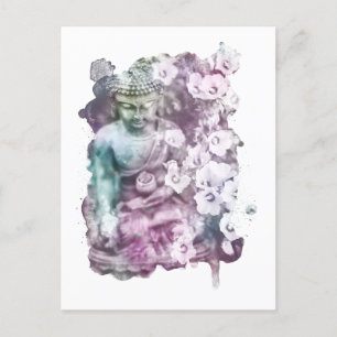 *~* Zen Buddha Abstract Meditate Floral Pastel Postcard