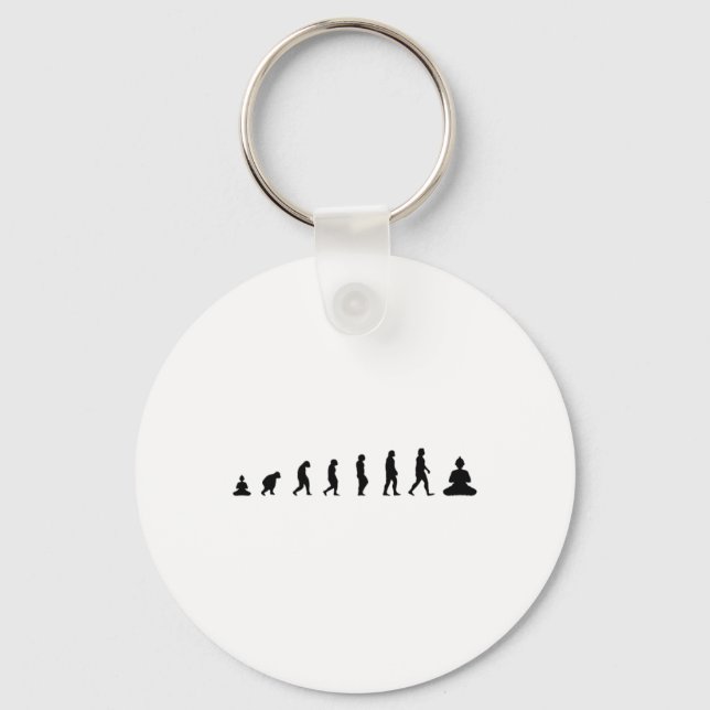 Zen Buddha Evolution Meditation Mindfulness Yoga - Key Ring (Front)