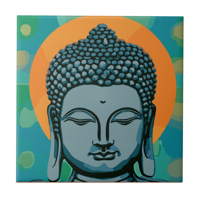 Zen Buddha Head  Ceramic Tile (Front)