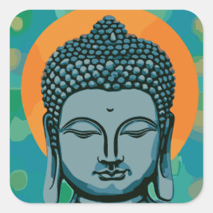 Zen Buddha Head  Square Sticker
