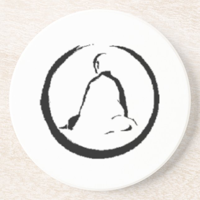 Zen Buddha Meditating Sandstone Coaster (Front)