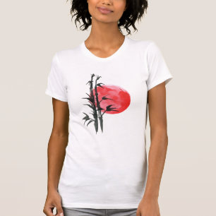 Zen Buddhism bamboo in front of red sun  T-Shirt