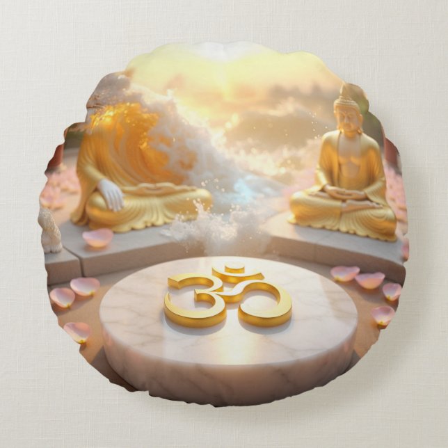 ZEN - BUDDHISM - OM ROUND CUSHION (Front)