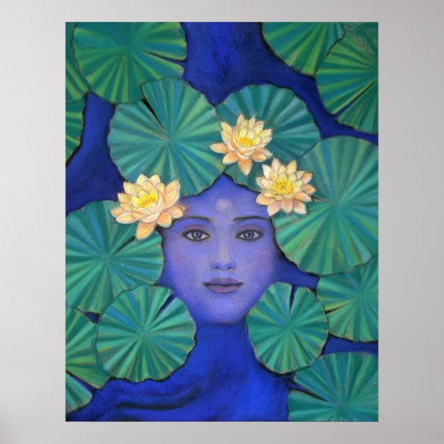 Zen Buddhism Poster Lotus Pond Kuan Yin Buddha Art (Front)