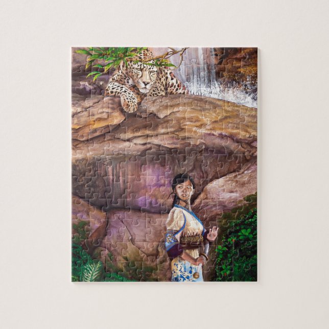 Zen Buddhist Tiger and Strawberry Jigsaw Puzzle (Vertical)