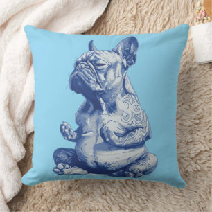 Zen Bulldog in Meditation Pose Art Cushion