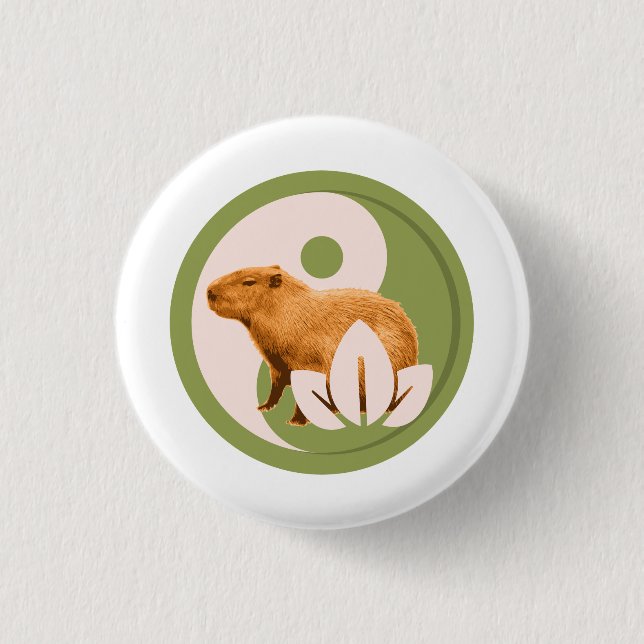 Zen Capybara Yin Yang 3 Cm Round Badge (Front)