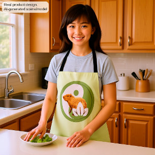 Zen Capybara Yin Yang Peaceful Nature Apron