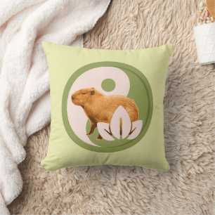 Zen Capybara Yin Yang Peaceful Nature Cushion