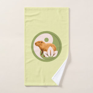 Zen Capybara Yin Yang Peaceful Nature Hand Towel