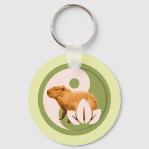 Zen Capybara Yin Yang Peaceful Nature Key Ring