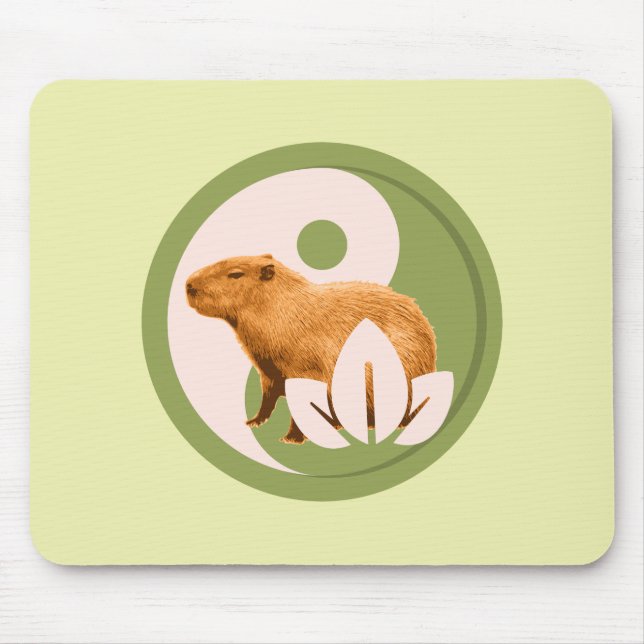Zen Capybara Yin Yang Peaceful Nature Mouse Pad (Front)
