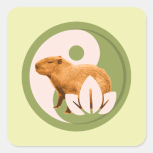 Zen Capybara Yin Yang Peaceful Nature Square Sticker