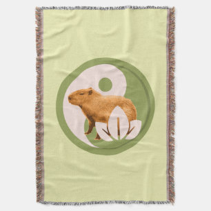 Zen Capybara Yin Yang Throw Blanket