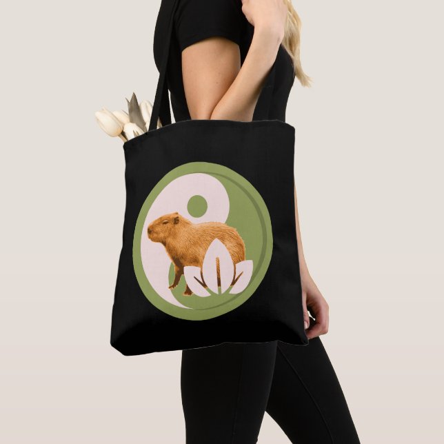 Zen Capybara Yin Yang Tote Bag (Close Up)