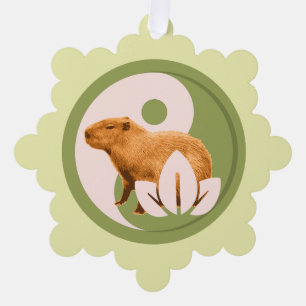 Zen Capybara Yin Yang Tree Decoration Card