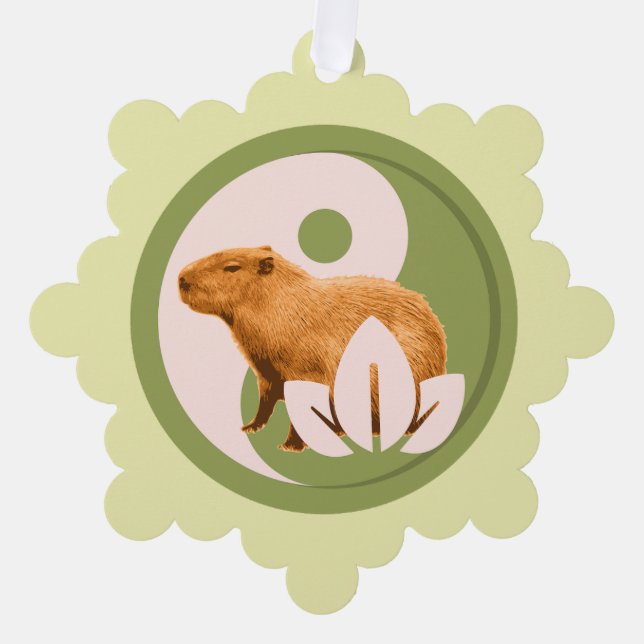 Zen Capybara Yin Yang Tree Decoration Card (Front)