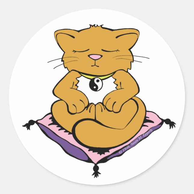 Zen Cat Classic Round Sticker (Front)