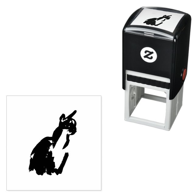 Zen Cat Drawing Ink Brush Self Inking Rubber Stamp (In Situ)