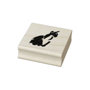 Zen Cat Drawing Ink Brush Wash Art Rubber Stamp