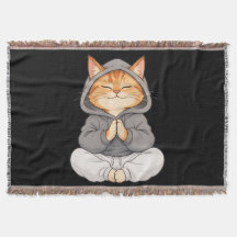 Zen Cat in Hoodie – Cute Meditating Cartoon Cat