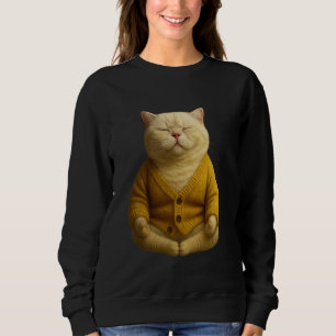 Zen Cat in Yellow Cardigan Calm Meditating Kitty A Sweatshirt