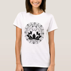 Zen Cat Lotus Flower Yoga Mindfulness Meditation T T-Shirt