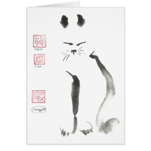 Zen Cat Meditation -  Sumi-e [ink painting]