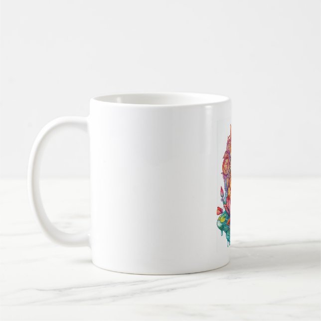 Zen Cat Vibes � Meditating Kitty Psychedelic Coffee Mug (Left)