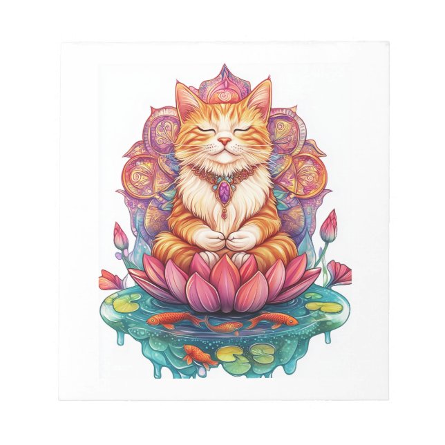 Zen Cat Vibes � Meditating Kitty Psychedelic Notepad (Front)