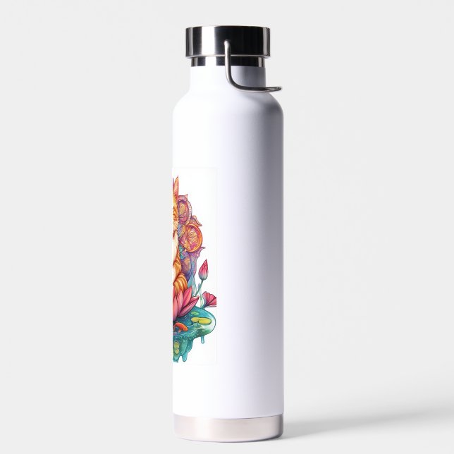 Zen Cat Vibes � Meditating Kitty Psychedelic Water Bottle (Left)