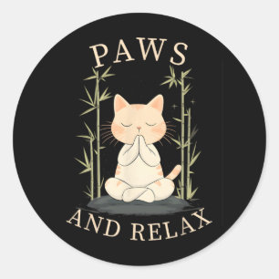 Zen Cat Yoga Design For Cat Lovers Men Women Girls Classic Round Sticker