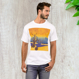 Zen Cherry Blossom Tree Abstract Sunset Art T-Shirt