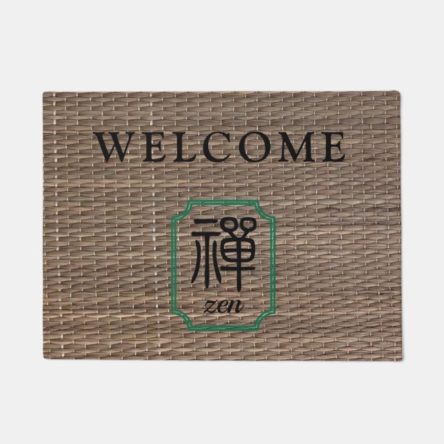 Zen Chinese calligraphy on tatami personalised Doormat (Front)