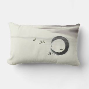 Zen Circle Enso Koi Brush Painting Art Outdoor Cushion