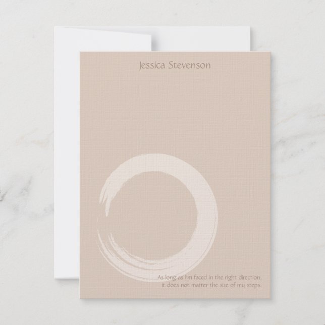 Zen Circle Flat Note Card (tan) (Front)